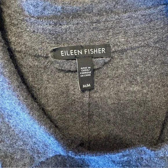 Eileen Fisher Wool Alpaca Herringbone Motorcycle Jacket Medium Moon Gray  Moto - Picture 4 of 12